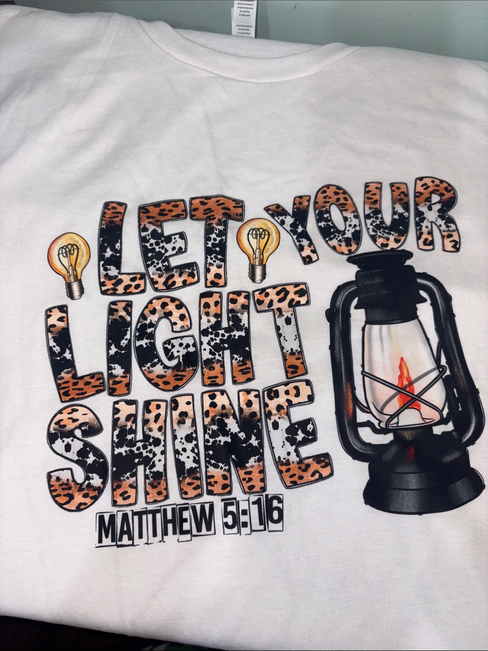 Adult 'Let Your Light Shine' White Graphic Tee